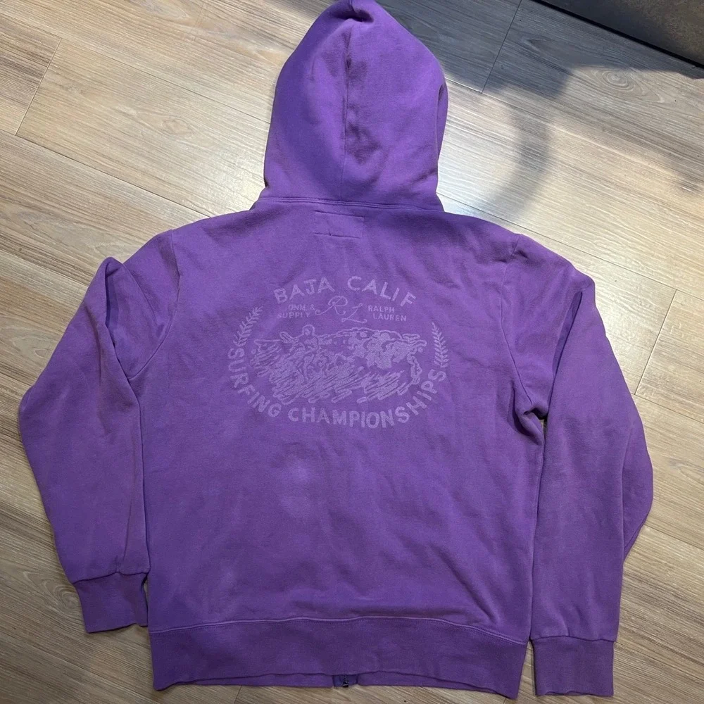 Denim & Supply Ralph Lauren Mens Hoodie Baja Calif Surfing Purple M